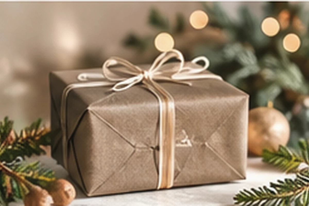 In Naturpapier verpackte Geschenke mit Schleifen